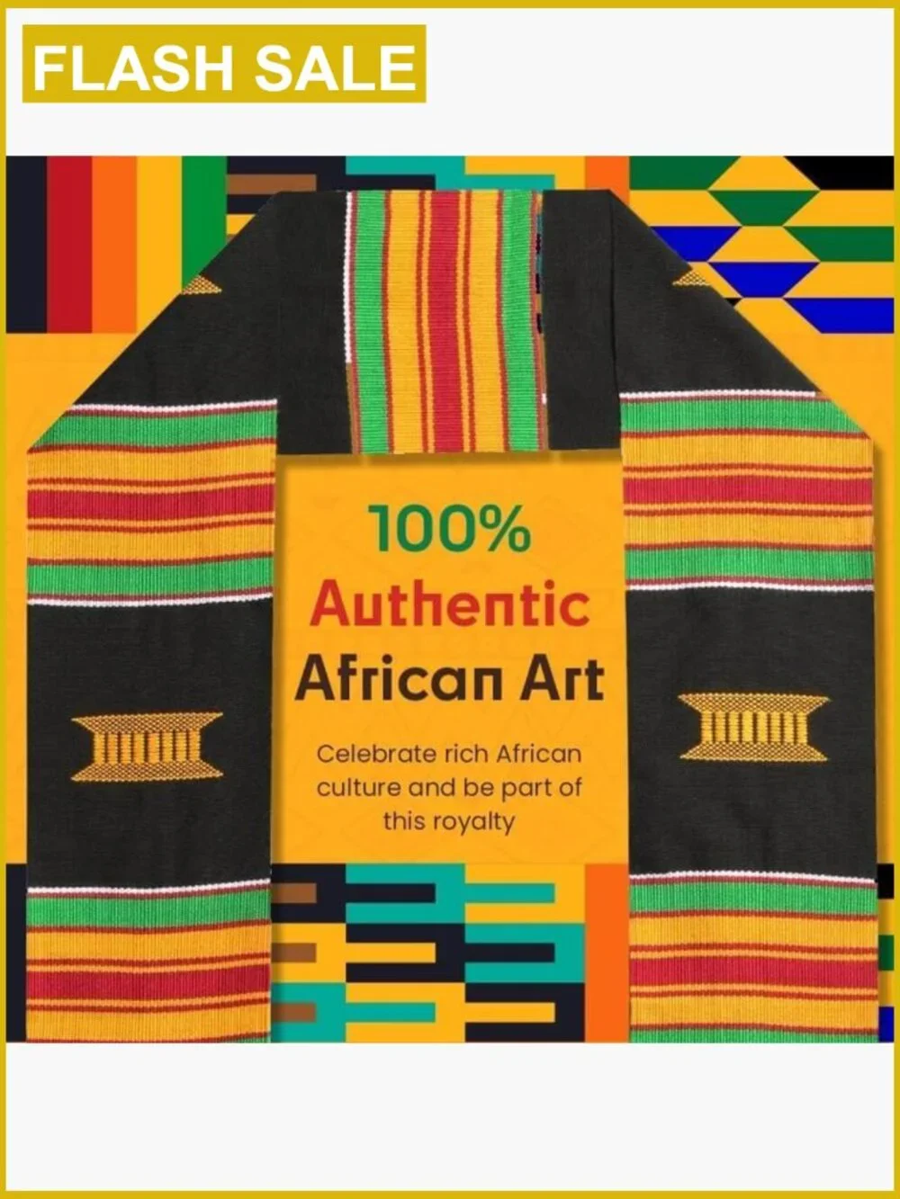African Kente Graduation Stole Class of 2026 Unisex Adult Sash